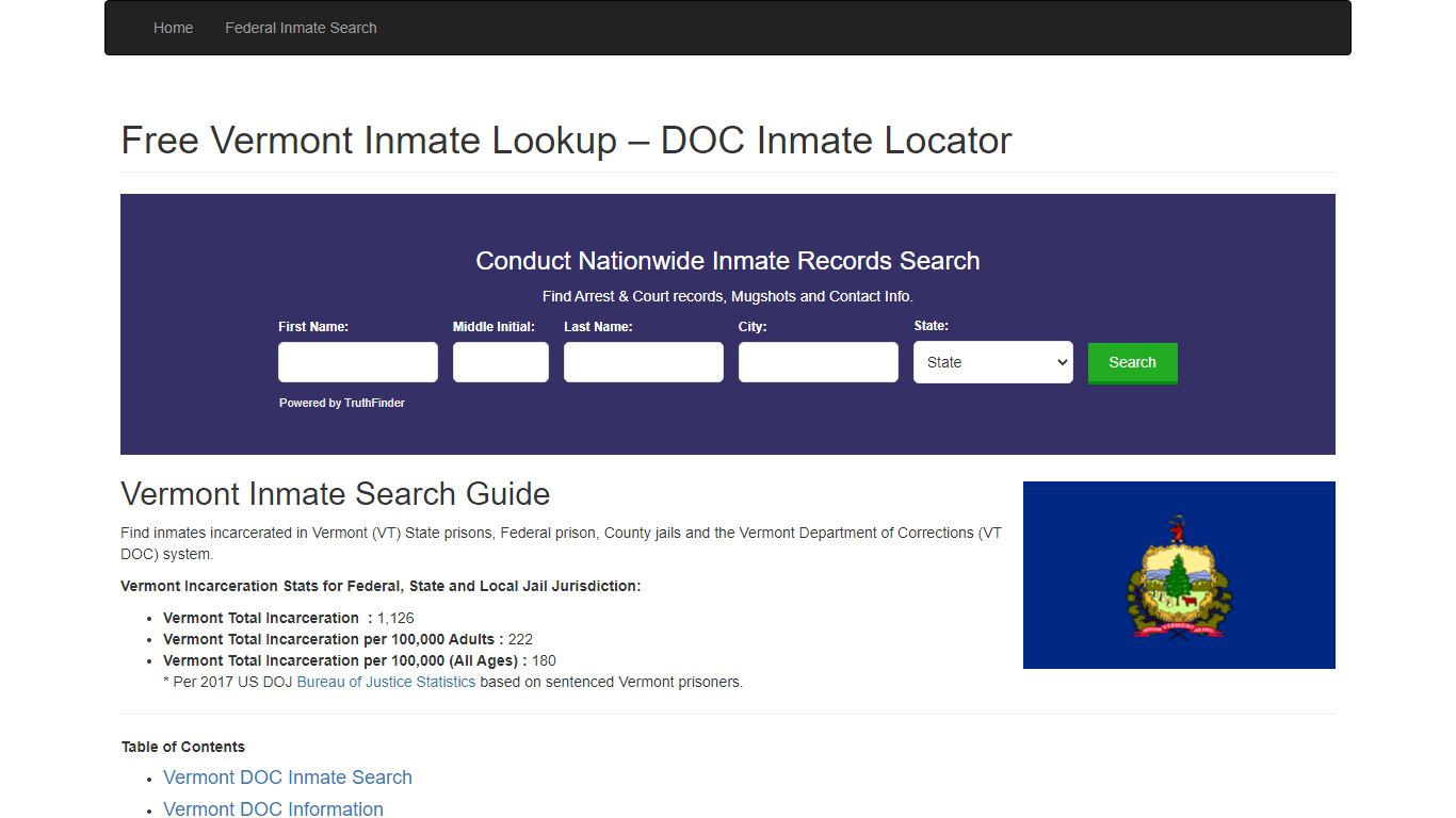 Vermont Inmate Search - VT Department of Corrections ...
